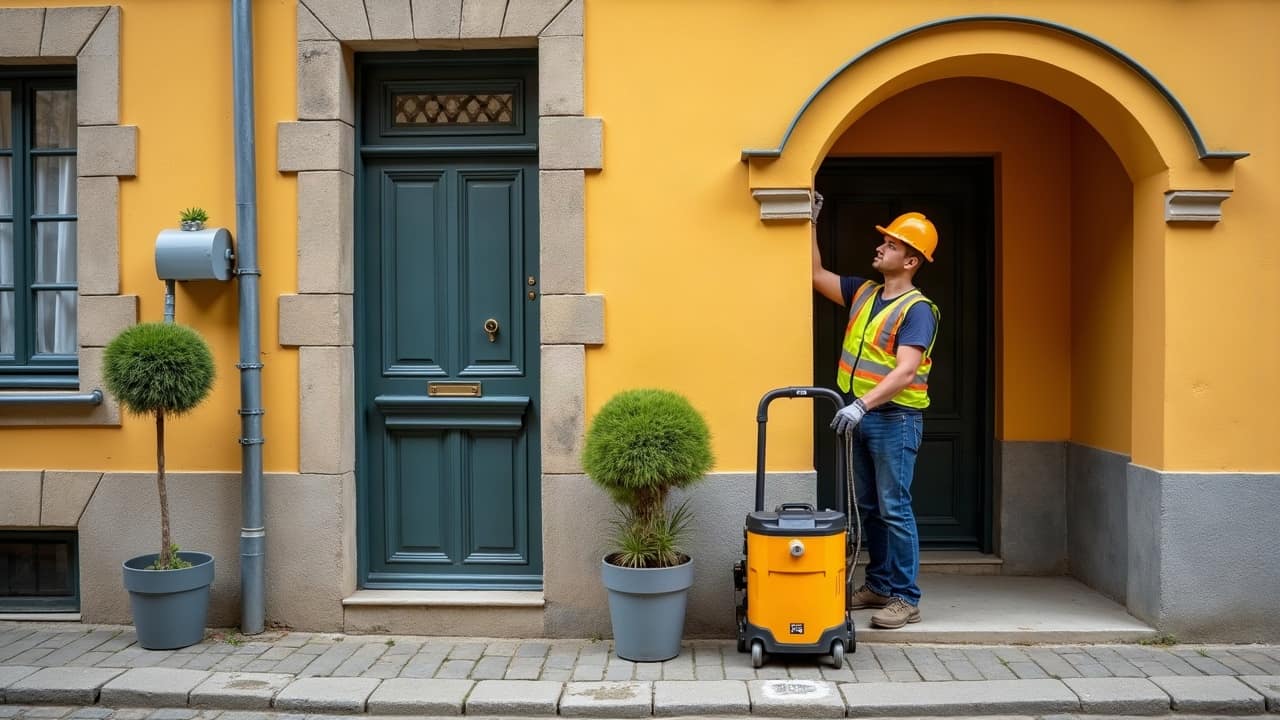 Deux types d'installations côte à côte : un bac à graisse simple et un dispositif automatique avec système d'extraction