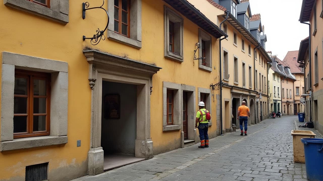 Façade d'une maison ancienne typique du centre historique de Metz avec pierre de taille apparente