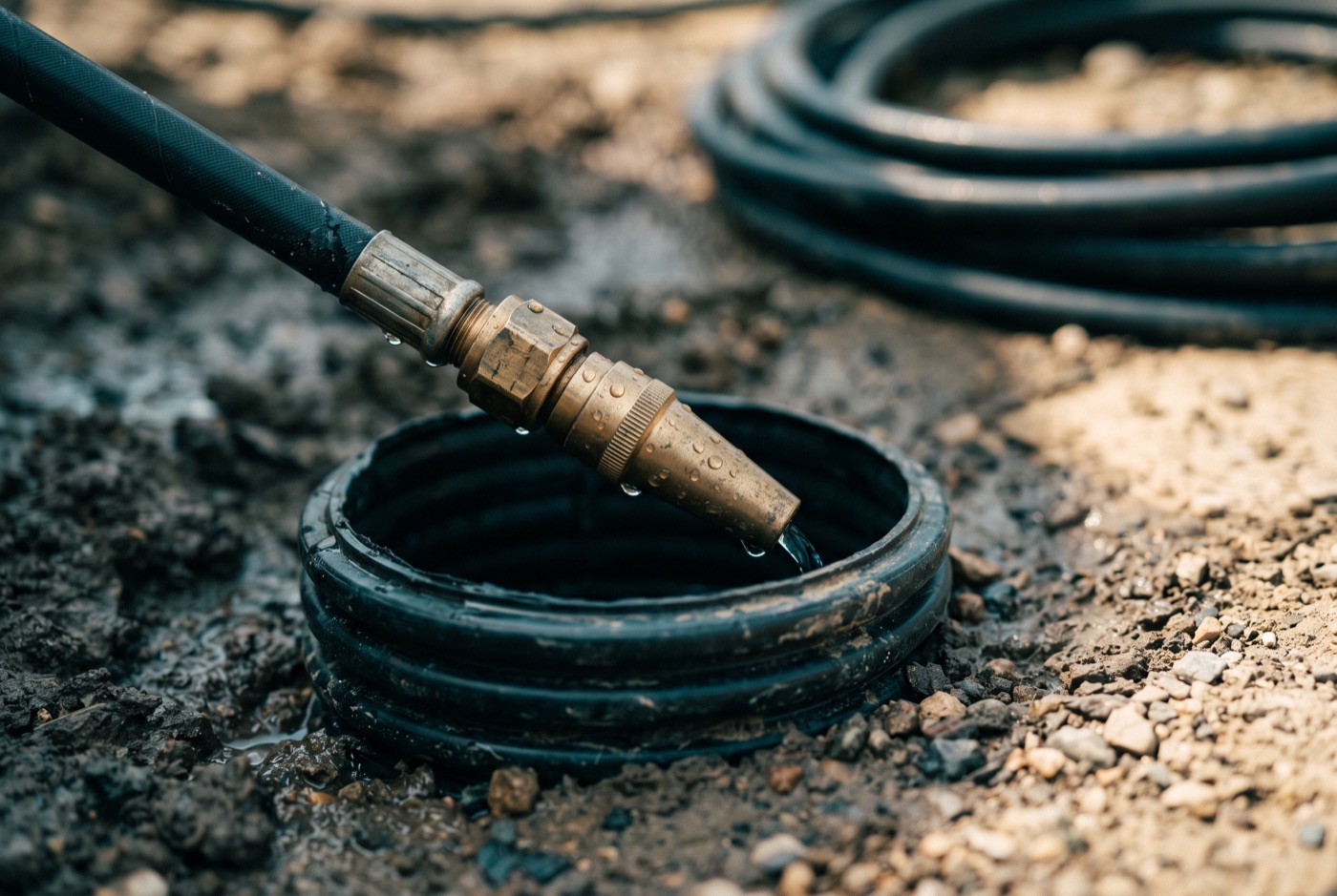 Buse d'hydrocurage à haute pression insérée dans une canalisation